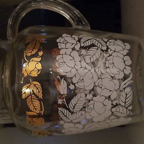 Vintage MCM Water Juice Pitcher / White & Gold Floral Pattern - Picture 9 of 17